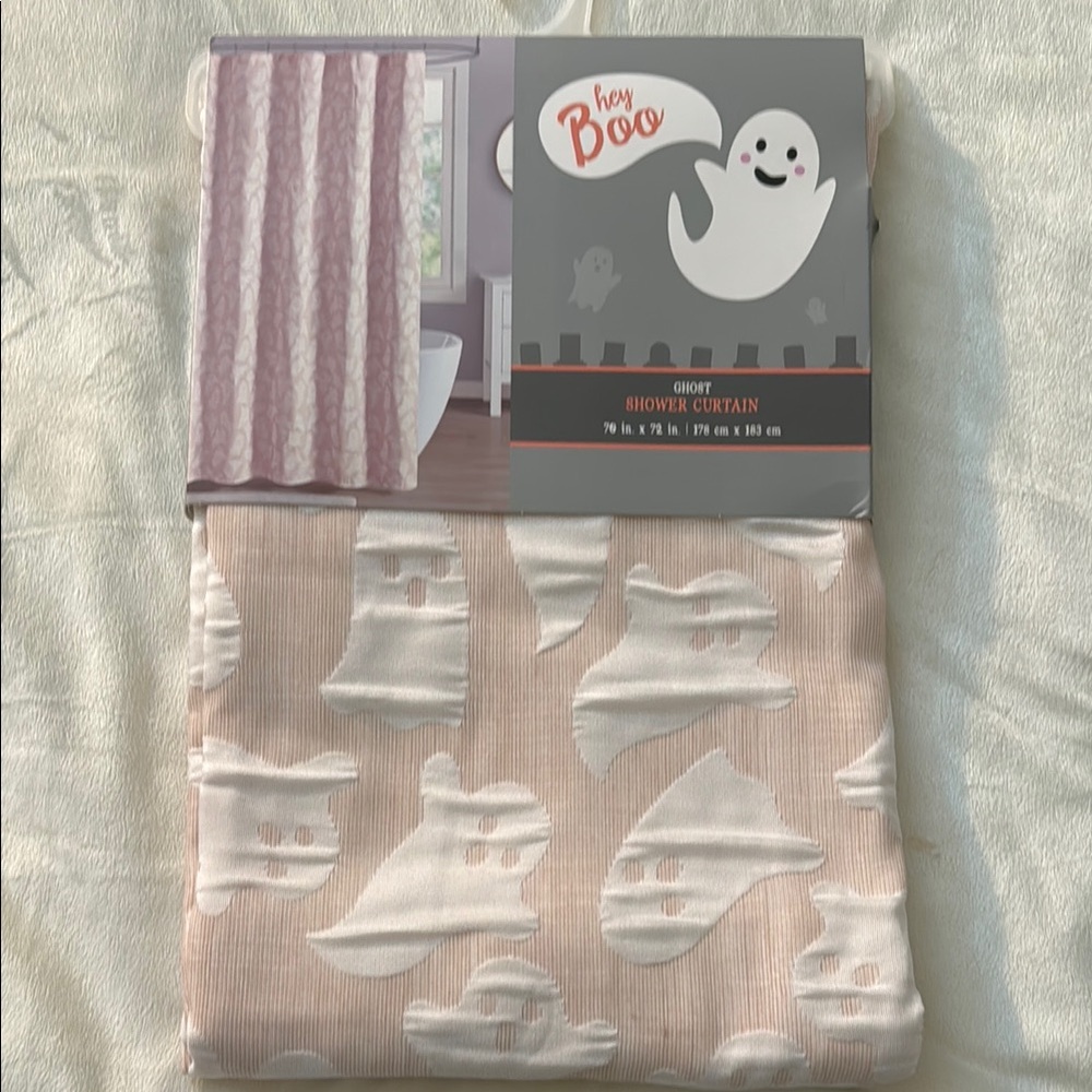 Ghost Shower Curtain in Pink and White